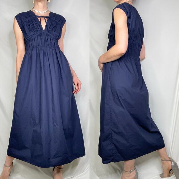 ba&sh marana lady dress marine navy blue maxi midi cotton sundress long XS - Picture 14 of 14
